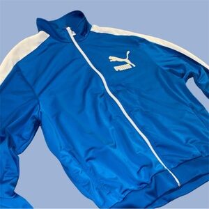 Vintage Puma Blue & White 2XL Track Jacket / Full Zip Sweatshirt